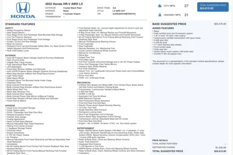 More photos of 2022 Honda HR-V LX at Twins Chrysler Dodge Jeep Ram, MI