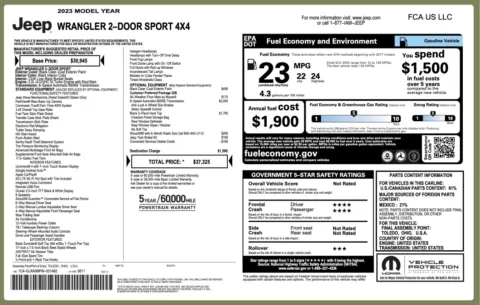 More photos of 2023 Jeep Wrangler Sport at Twins Chrysler Dodge Jeep Ram, MI