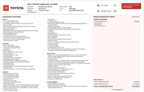 More photos of 2024 Toyota Highlander LE at Twins Chrysler Dodge Jeep Ram, MI