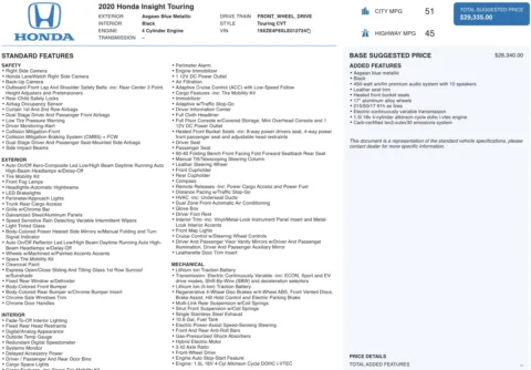 More photos of 2020 Honda Insight Touring at Twins Chrysler Dodge Jeep Ram, MI