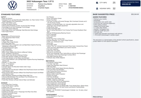 More photos of 2022 Volkswagen Taos S at Twins Chrysler Dodge Jeep Ram, MI