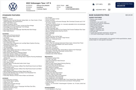 More photos of 2022 Volkswagen Taos S at Twins Chrysler Dodge Jeep Ram, MI