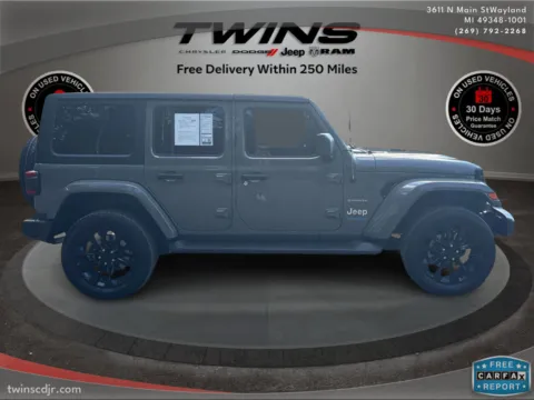 Photos of 2021 Jeep Wrangler 4xe Unlimited Sahara for sale in Wayland, MI at Twins Chrysler Dodge Jeep Ram