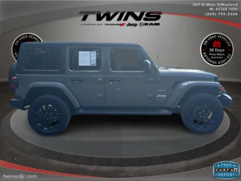 Photos of 2021 Jeep Wrangler 4xe Unlimited Sahara for sale in Wayland, MI at Twins Chrysler Dodge Jeep Ram