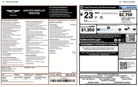 More photos of 2019 Genesis G70 2.0T Advanced at Twins Chrysler Dodge Jeep Ram, MI