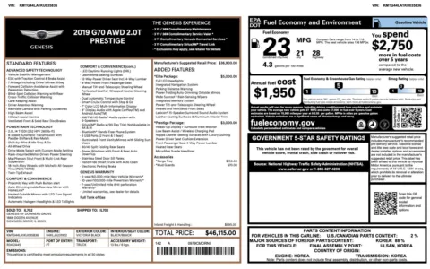 More photos of 2019 Genesis G70 2.0T Advanced at Twins Chrysler Dodge Jeep Ram, MI