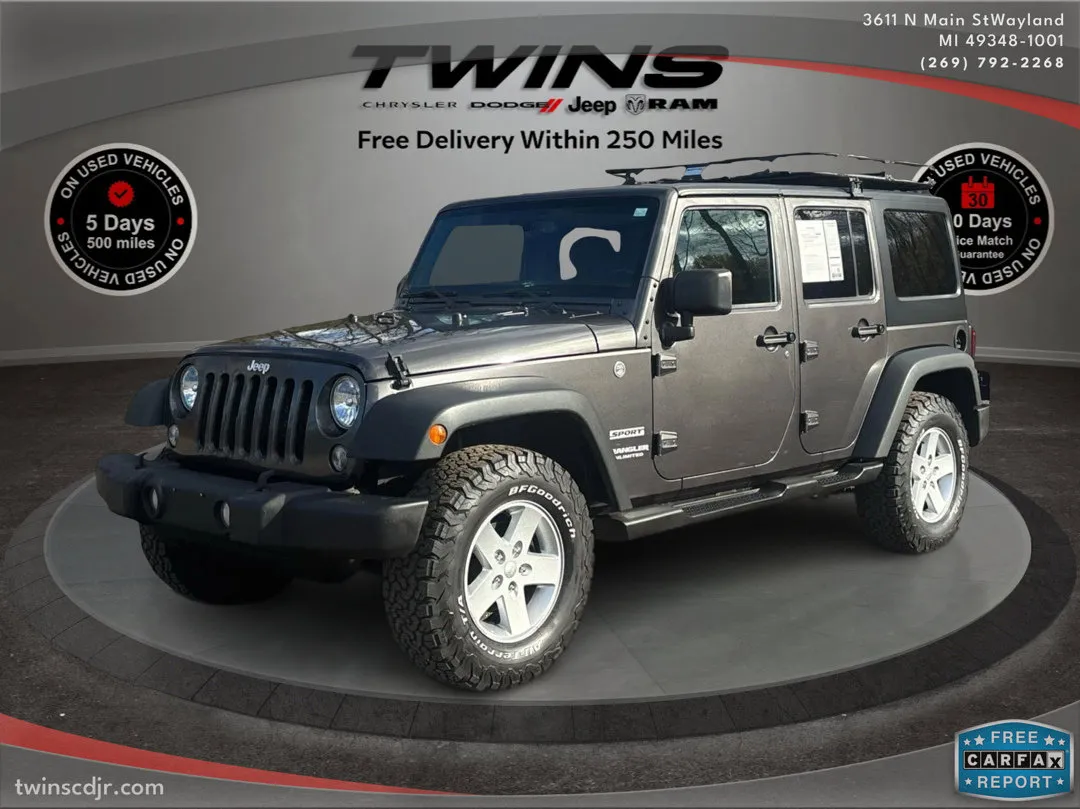Gray 2017 Jeep Wrangler Unlimited Sport for sale in Wayland, MI