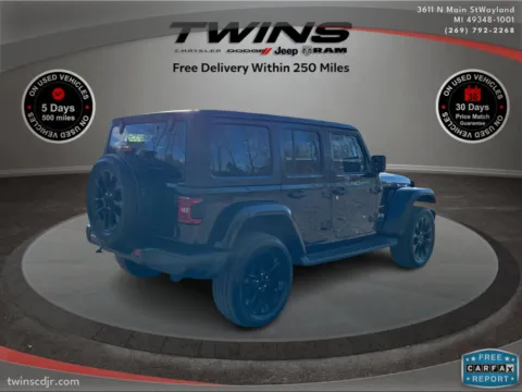 Photos of 2021 Jeep Wrangler 4xe Unlimited Sahara for sale in Wayland, MI at Twins Chrysler Dodge Jeep Ram