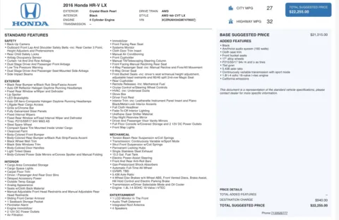 More photos of 2016 Honda HR-V LX at Twins Chrysler Dodge Jeep Ram, MI