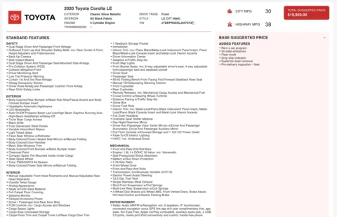 More photos of 2020 Toyota Corolla LE at Twins Chrysler Dodge Jeep Ram, MI