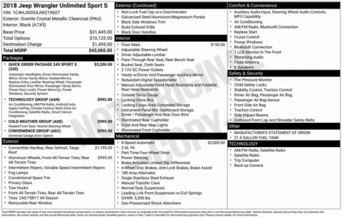 Photos of 2018 Jeep Wrangler Unlimited Sport S for sale in Bloomington, IN at Foreign Auto Connect