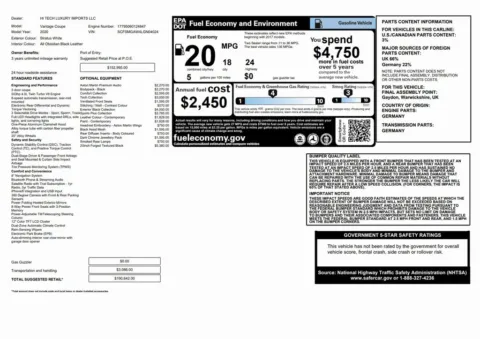 Photos of 2020 Aston Martin Vantage for sale in Bloomington, IN at Foreign Auto Connect
