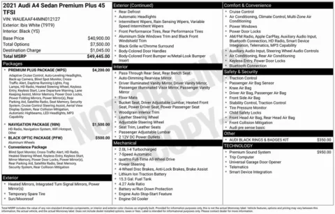 Photos of 2021 Audi A4 45 S line Premium Plus for sale in Bloomington, IN at Foreign Auto Connect