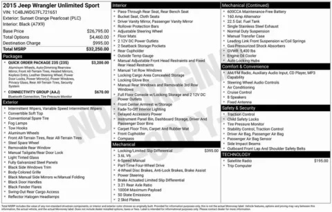 Photos of 2015 Jeep Wrangler Unlimited Sport for sale in Bloomington, IN at Foreign Auto Connect