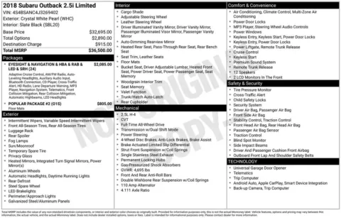 Photos of 2018 Subaru Outback 2.5i for sale in Bloomington, IN at Foreign Auto Connect