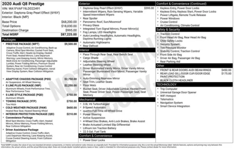 Photos of 2020 Audi Q8 55 Prestige for sale in Bloomington, IN at Foreign Auto Connect