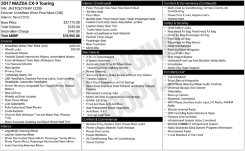 Photos of 2017 Mazda CX-9 Touring for sale in Bloomington, IN at Foreign Auto Connect