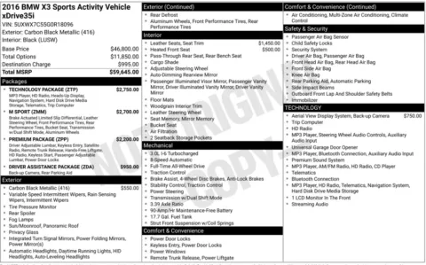 Photos of 2016 BMW X3 xDrive35i for sale in Bloomington, IN at Foreign Auto Connect