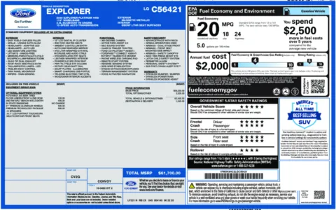 Photos of 2020 Ford Explorer Platinum for sale in Bloomington, IN at Foreign Auto Connect