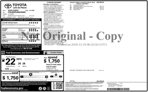 Photos of 2019 Toyota Highlander XLE for sale in Bloomington, IN at Foreign Auto Connect