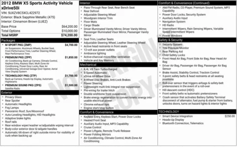 Photos of 2012 BMW X5 xDrive50i for sale in Bloomington, IN at Foreign Auto Connect