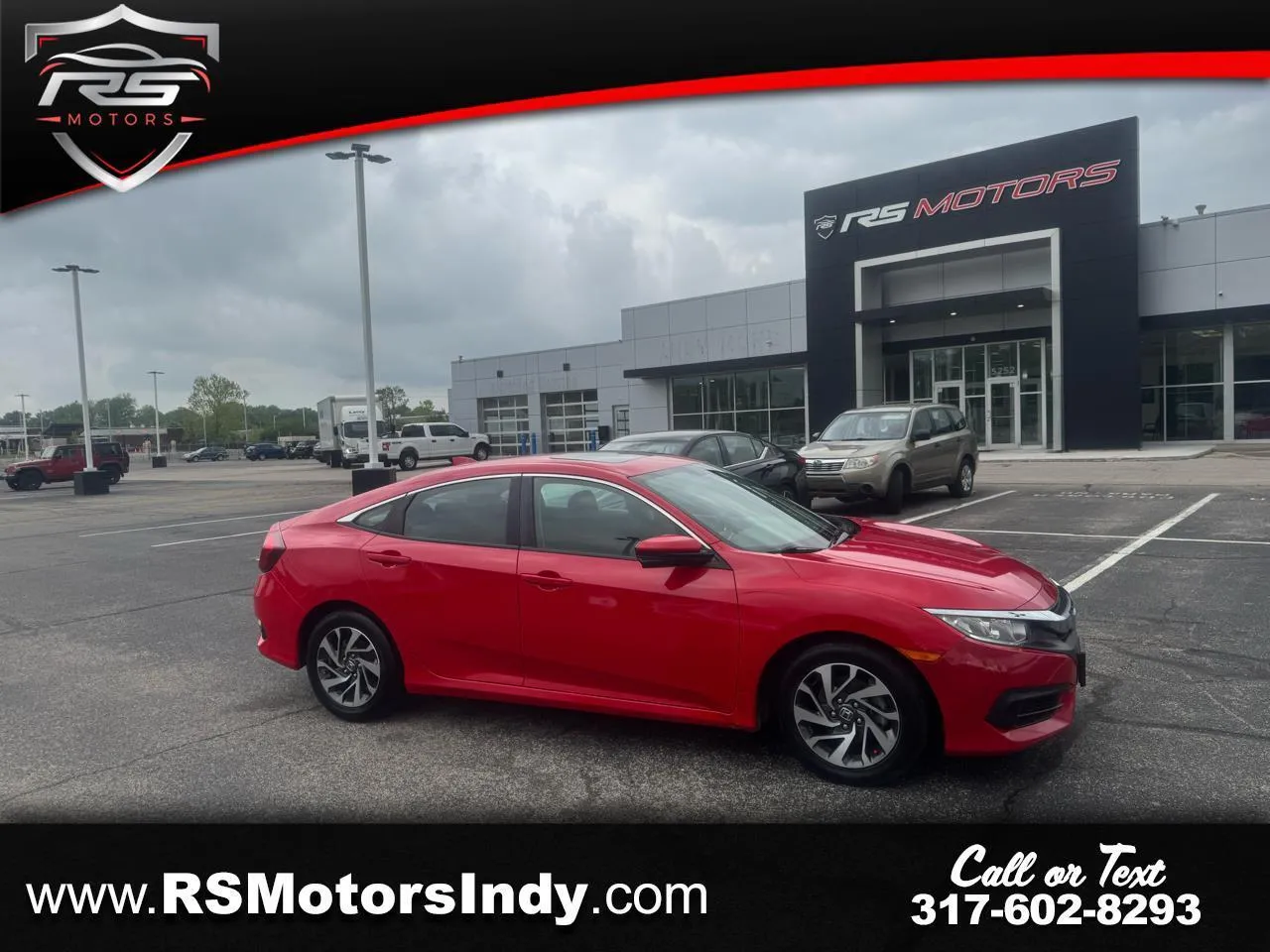 Red 2018 Honda Civic EX Sedan CVT for sale in Indianapolis, IN