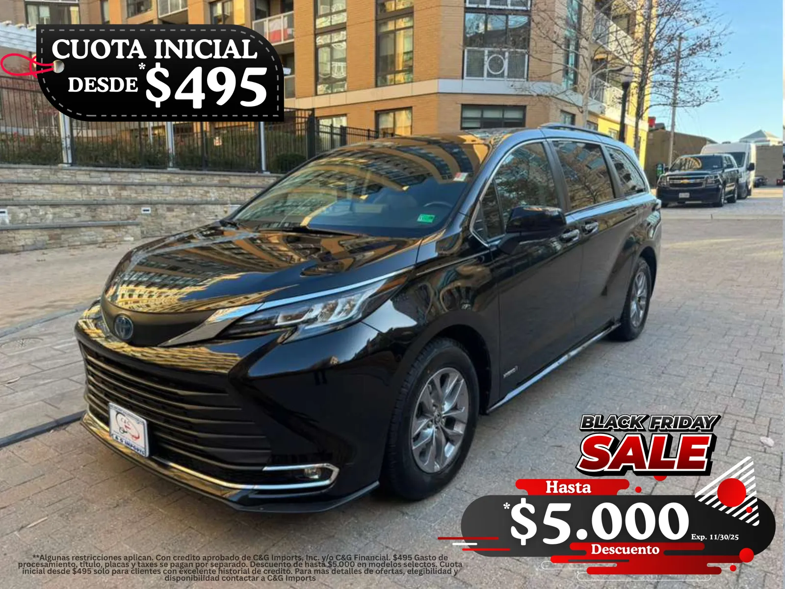 Black 2021 TOYOTA SIENNA HYBRID XLE for sale in Arlington, VA