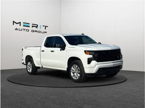 White 2022 Chevrolet Silverado 1500 Double Cab Custom Pickup 4D 6 1/2 ft for sale in Jacksonville, FL