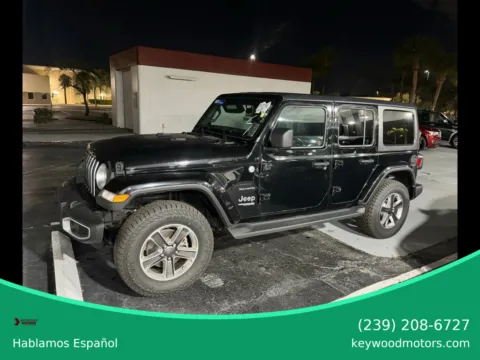 Black 2020 Jeep Wrangler Unlimited Sahara Sport Utility 4D for sale in Fort Myers, FL