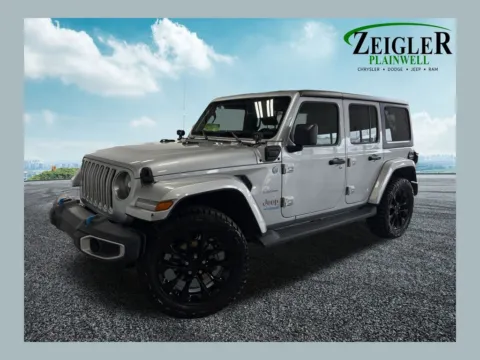 Silver 2022 Jeep Wrangler Unlimited Sahara 4xe for sale in Plainwell, MI