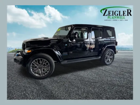 Black 2023 Jeep Wrangler Sahara 4xe for sale in Plainwell, MI