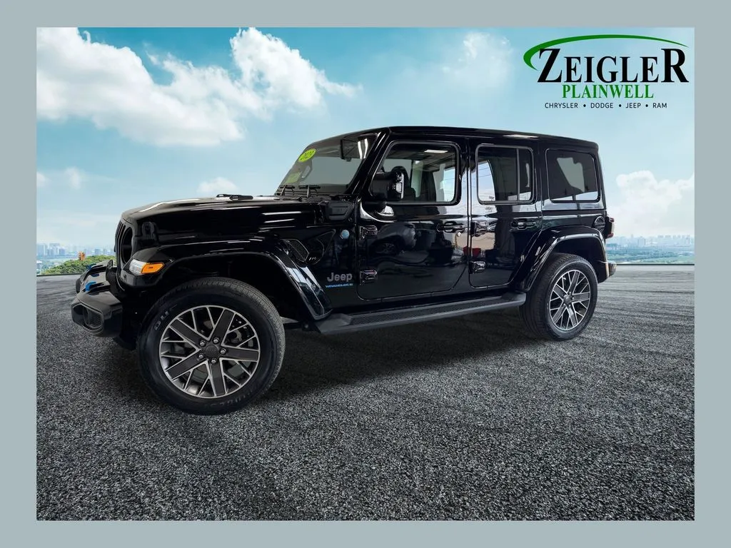 Black 2023 Jeep Wrangler Sahara 4xe for sale in Plainwell, MI