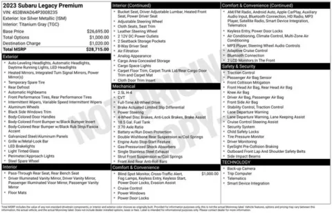More photos of 2023 Subaru Legacy Premium at Zeigler BMW of Kalamazoo, MI