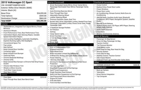 More photos of 2015 Volkswagen CC 2.0T Sport at Zeigler BMW of Kalamazoo, MI