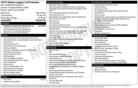 More photos of 2015 Subaru Legacy 2.5i at Zeigler BMW of Kalamazoo, MI