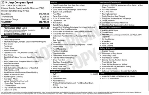 More photos of 2014 Jeep Compass Sport at Zeigler BMW of Kalamazoo, MI