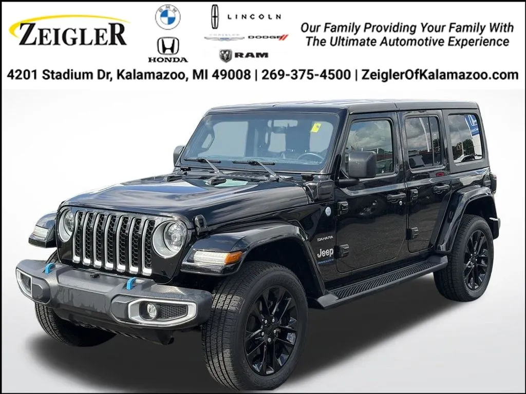 Black 2023 Jeep Wrangler Sahara 4xe for sale in Kalamazoo, MI