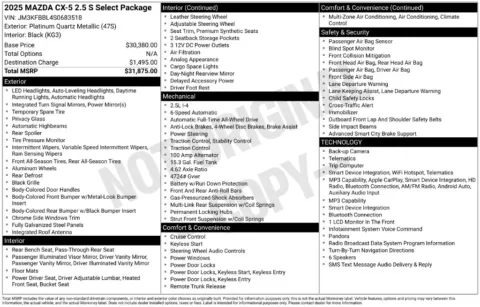 More photos of 2025 Mazda CX-5 2.5 S Select Package at Zeigler BMW of Kalamazoo, MI