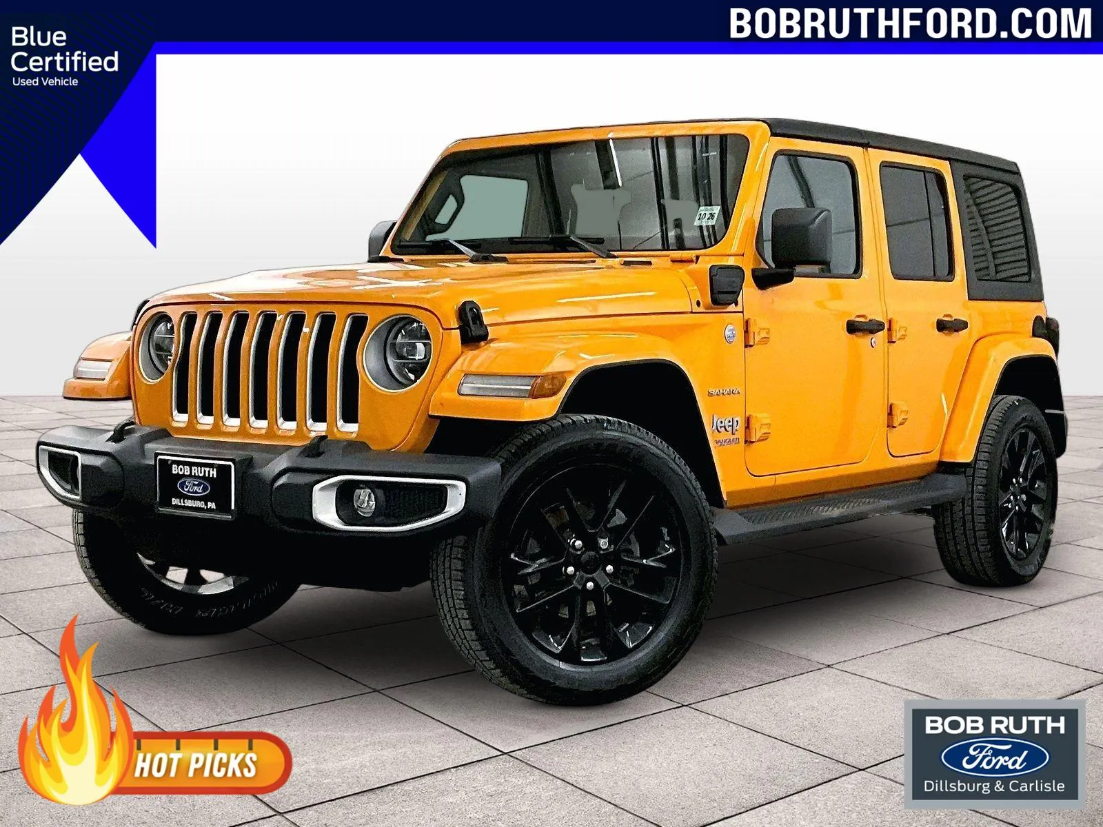 Orange 2021 Jeep Wrangler 4xe Unlimited Sahara for sale in Dillsburg, PA