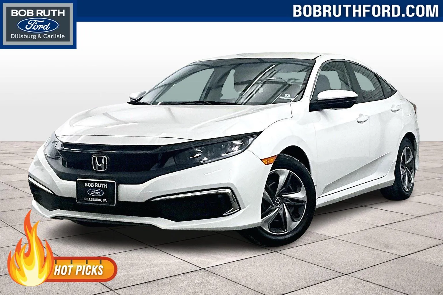 White 2019 Honda Civic Sedan LX for sale in Dillsburg, PA