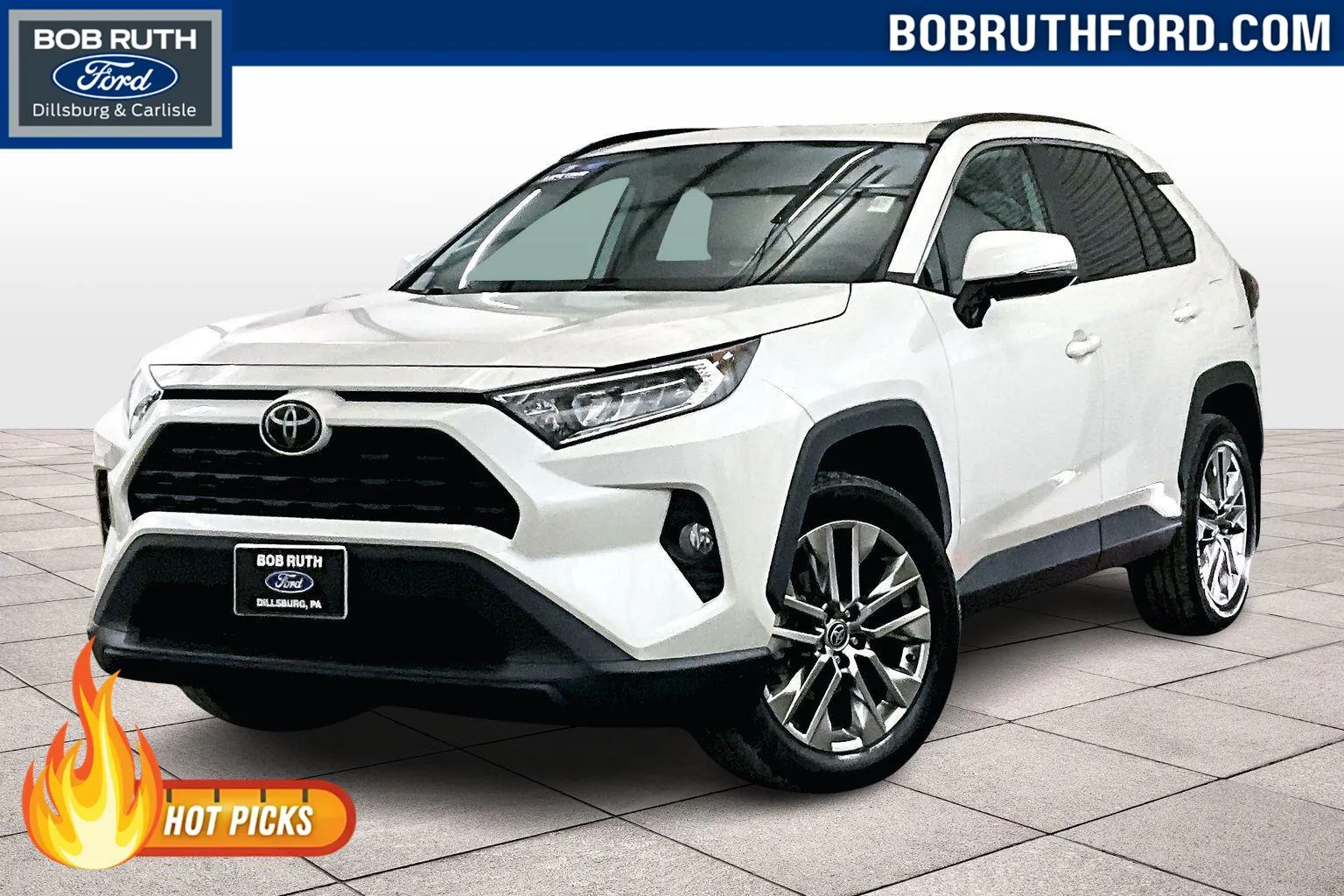 White 2021 Toyota RAV4 XLE Premium for sale in Dillsburg, PA