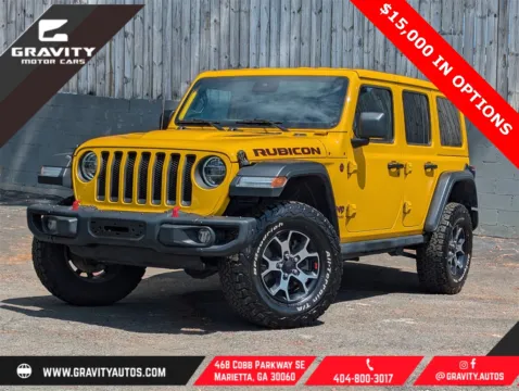 Yellow 2019 Jeep Wrangler Unlimited Rubicon for sale in Marietta, GA