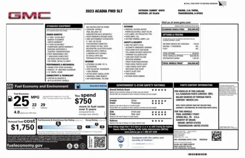 Another view of 2023 GMC Acadia SLT for sale in Roswell, GA at Gravity Autos Roswell