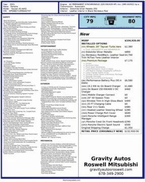 Another view of 2021 Porsche Taycan 4S for sale in Roswell, GA at Gravity Autos Roswell