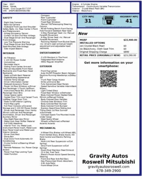 Another view of 2017 Honda Civic EX-T for sale in Roswell, GA at Gravity Autos Roswell