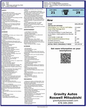 Another view of 2018 Jeep Cherokee Latitude Plus for sale in Roswell, GA at Gravity Autos Roswell