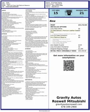 Another view of 2018 Nissan Titan Platinum Reserve for sale in Roswell, GA at Gravity Autos Roswell