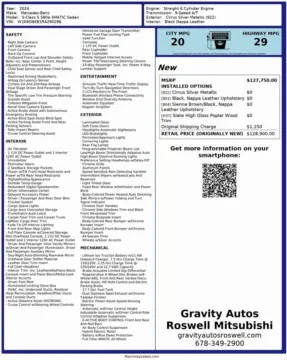 Photos of 2024 Mercedes-Benz S-Class S 580e for sale in Roswell, GA at Gravity Autos Roswell