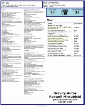 Another view of 2022 BMW 3 Series 330e xDrive for sale in Roswell, GA at Gravity Autos Roswell