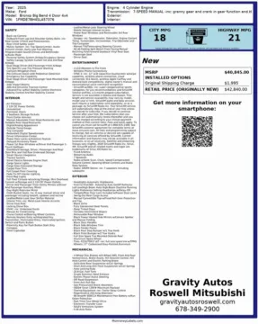 Another view of 2025 Ford Bronco Big Bend for sale in Roswell, GA at Gravity Autos Roswell